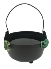 Witches Black Cauldron w/ Lizard & Frog Pot Hangers-Halloween Decor-14" Diameter