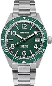 [Sugess] Super LUME x Domed Sapphire Crystal Glass 200m Mechanical Diver Mens Watch S434-2.10, Silver