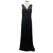 Adrianna Papell Women's Formal Dress Size 10 Black Chiffon Beaded A-Line Gown