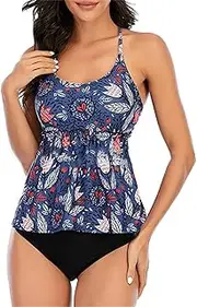 [QWQJ] Two piece tankini swimsuits for women with boyshorts modest bikinis set