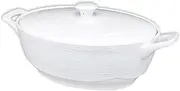 [jinsongdafa] Casserole Dish 1.58 Quart French White Ceramic Bakeware Set with Lids, Chip and Crack Resistant Stoneware Baking Dish, Microwave, Dishwasher, Oven, Freezer and Fridge Safe (White)