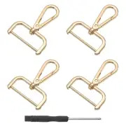 4Pcs Swivel Clasps, 1.5" D Ring Detachable Snap Hook with Screwdriver, Gold
