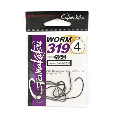 Gamakatsu 66664 Worm 319 Worm Hook NS-B Size 4 ,7 Per pack (5575)