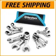 Professional 12-Piece Chrome Vanadium Ratcheting Wrench Set with Roll-Up Pouch