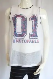 NEW LORNA JANE Varsity Tank Sport TOP Excel GYM YOGA Breathable Woman Sz L WHITE
