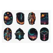 Space Fun Sticker Sheet - Space Art Decor, Planner Stickers, Space-Themed