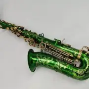 Alto Saxophone Green Overall Handcarved Adult Professional Performance Sax-