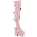 Pleaser Demonia 5" Chunky Heel 3" Pf Thigh High Lace Up Boots Women Camel/305