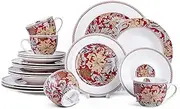 STPGoods 20-Piece Dinnerware Set - Porcelain Plates and Bowls Set with Mugs, Dessert, Salad, Dinner Plates and Bowls Sets, William Morris Floral Design, Dishes Set - Service for 4