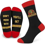 [SC Products] Daddysaurus Funny Fathers Day Socks | Size 6-12 Cotton Rich Dino Dad Socks Best Daddy Gifts from Daughter or Son | Fathers Day Presents for Dad | Daddy Birthday Gifts, Daddysaurus, 6-12