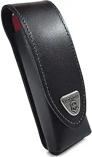 Victorinox Genuine Leather Belt Pouch/Sheath Compatible with Swiss Army Pen Knife (5-8 Layers) Huntsman, Swiss Champ, Hiker, Climber with Hook-and-Loop Fastener - Black