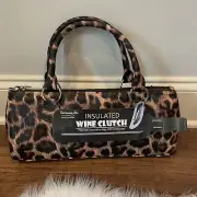 Wine Clutch Bag Thermal Insulated Include Portable Waiter Corkscrew Leopard New