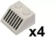 LEGO 4 New White Slope 45 2 x 2 with Black Grille with 7 Lines Pattern WH22