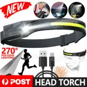 Waterproof COB+LED Motion Sensor Head Torch Headlight USB Rechargeable Headlamp