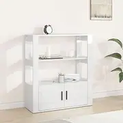 Sideboard High Gloss White 80x30x90 cm Engineered Wood Dining Storage