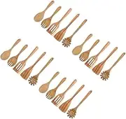 Ciieeo 20 Pcs Wooden Soup Spoon Set Cooking Utensils Wooden Cooking Utensils Set Natural Wood Serving Spoons