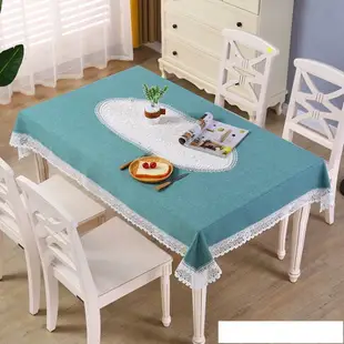 桌布 高檔桌布布藝現代簡約長方形清新純色拼接鏤空蕾絲茶幾餐桌圓桌布