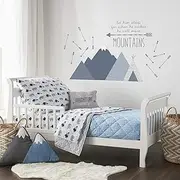 Levtex Baby - Trail Mix Toddler Bed Set - Grey, Navy and Blue - Bear Mountain - 5 Piece Set Includes Reversible Quilt, Fitted Sheet, Flat Sheet, Pillow Case, Decorative Pilow