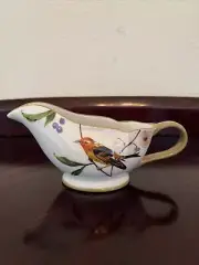 New Bird Garden Noble Excellence White Avian Bird Stoneware Gravy Dressing Boat