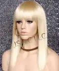 Full Wig Textured Straight Long Beach Blonde Hair Piece Blunt Bangs 613 NWT RDX