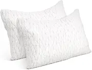 Giselle Bedding Set of 2 Single Memory Foam Pillow Gel Pillows for Sleeping Bed Hotel Cushion, Adjustable Shredded with Removable Washable Cover Back Side and Stomach Sleepers