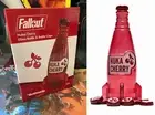 Fallout Nuka Cola Cherry Glass Bottle + 10 Bottle Caps Rocket Replica Figure