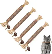 4 Packs Catnip Toys, Silvervine Chew Sticks Cat Teeth Cleaning Toy Or Indoor Cats, More Attractive to Cats Toy, Catnips Chew Toys for Cats and Kitten Teething Dental Toy