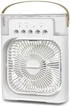 Evaporative Air Cooler with LED Nightlight, Portable USB Ports Air Conditioner Humidifier with Timer & 5 Sprays, 3 Wind Speeds & 3 Spray Modes Mini Desk Fan for Home, Office, Bedroom, Table (White)