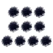 10Pcs 2.8" Chiffon Flowers Fabric Flower Sewing Fabric Appliques Navy Blue