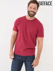FatFace Lulworth Red 100% Cotton Organic Crew T-Shirt (E22576) | $58
