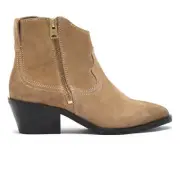 Allsaints Carlotta Ankle Bootie Women's 6 Desert Suede Leather Side Zip Boot