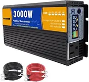 BAIYITONGDA 1500 Watt Pure Sine Wave Inverter 12V-72V DC to 120V/220V AC Converter, Peak 3000W Power Inverter for Home, RV, Truck, Off-Grid Solar,Dc 12v,AC 110V