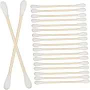 SOESFOUFU 100 Pcs Makeup Cotton Swabs Wooden Handles Sterilized for Ear Wax Detail Cleaning Soft Gentle