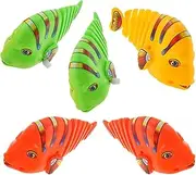 TOBBOMEY 5pcs Funny Clockwork Swinging Fish Wind Up Plastic Cartoon Fish for Bathtub Fun Interactive Present for Birthdays and Holidays Random Color