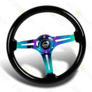 350MM BLACK COLORED WOOD NEO CHROME SPOKE NRG RST-018BK-MC 6-HOLE STEERING WHEEL