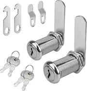Cam Locks Cabinet Locks, 1-3/8'' (Length) Cabinet Cam Lock Set Fits on 1-1/8'' Max Panel Thickness, Secure File Drawer Dresser RV Compartment Lock Replacement Set, Chrome-Finish Zinc Alloy, 2