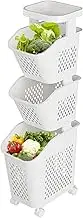Dirty Clothes Hamper | 15.08x9.33x52.05 inches 3/4 Tiers Hamper With Wheels | Multi-layer Clothes Storage Basket | Freestanding Bins Kitchen Storage Cart Large Capacity for Toys, Books