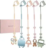 MumEZ Dummy Clip - 5 Pack Pacifier Clips for Boys and Girls, Stroller Accessories Applies Applies to Strollers, High Chair, Cribs, Car Seat, Shopping Trolley, Silicone Toy Safety Straps