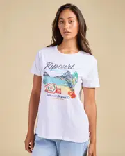 [Rip Curl] Rip Curl Women's Crystal Standard T-Shirt in White Size Large L White