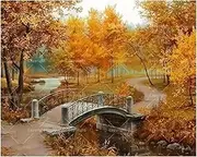 TAOPAOLAB Autumn Landscape Paint by Numbers Kit for Adults - DIY Forest Bridge Scene Painting on Canvas 16x20 Inches, Acrylic Paint Set, Suitable for Beginners, Art for Home Decoration or Gifts