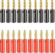 20PCS Red& Black Speaker Banana Plug 4mm Gold-Plated Speaker Plug for Audio Jack Accessories