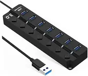 HOMSFOU Seven Port Expander USB Hub Extension Multi USB Port USB Extension Cable Multiple Port USB Adapter Multiple USB 7 Port USB Multiple Port USB Expander USB Hub for Laptop Black Abs