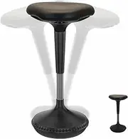 Wobble Stool Adjustable Height Active Sitting Balance Chair for Office Stand Up Desk. Best Tall Swivel Ergonomic Stability Perch Standing Desk Leather
