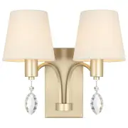 Malvern Vintage Wall Lamp Light Metal Crystal Fabric Antique Silver Satin