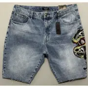 Ed Hardy Vintage Panther Snake Embroidered Denim Jean Shorts | Men's Size 38 New