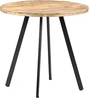 'vidaXL Dining Table - Industrial Style Round Table 80cm, Rough Mango Wood, Durable Construction, for Dining Room and Kitchen