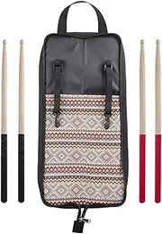 Drum Stick Bag Set Drumsticks Mallet Case with 2 Pairs Anti-Slip Drum Sticks Oxford Fabric Hanging Hooks Wear-Resistant Portable Drum Stick Holder Percussion Accessories