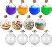 Tessco 12 Pcs 8. 5 oz Glass Potion Bottles with Cork Clear Round Sand Art Bottles Witch Potion Jars Glass Sphere Jars for Household Dry Food Storage Sand Costume Props DIY Swamp Party Decorations