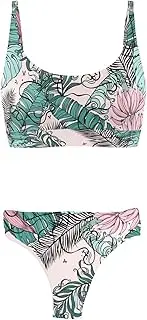 [Renelle] Women's Bikini - Sustainable Bikini Set with Classic Cut - Bikini Top & Bikini Bottoms - UV Protection, Chlorine Resistant & Quick Drying - Sizes S, M & L, Banana Sunset, L