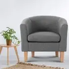 Upholstered Tub Armchair Fabric Lounge Sofa Accent Chair Tufted Button Grey